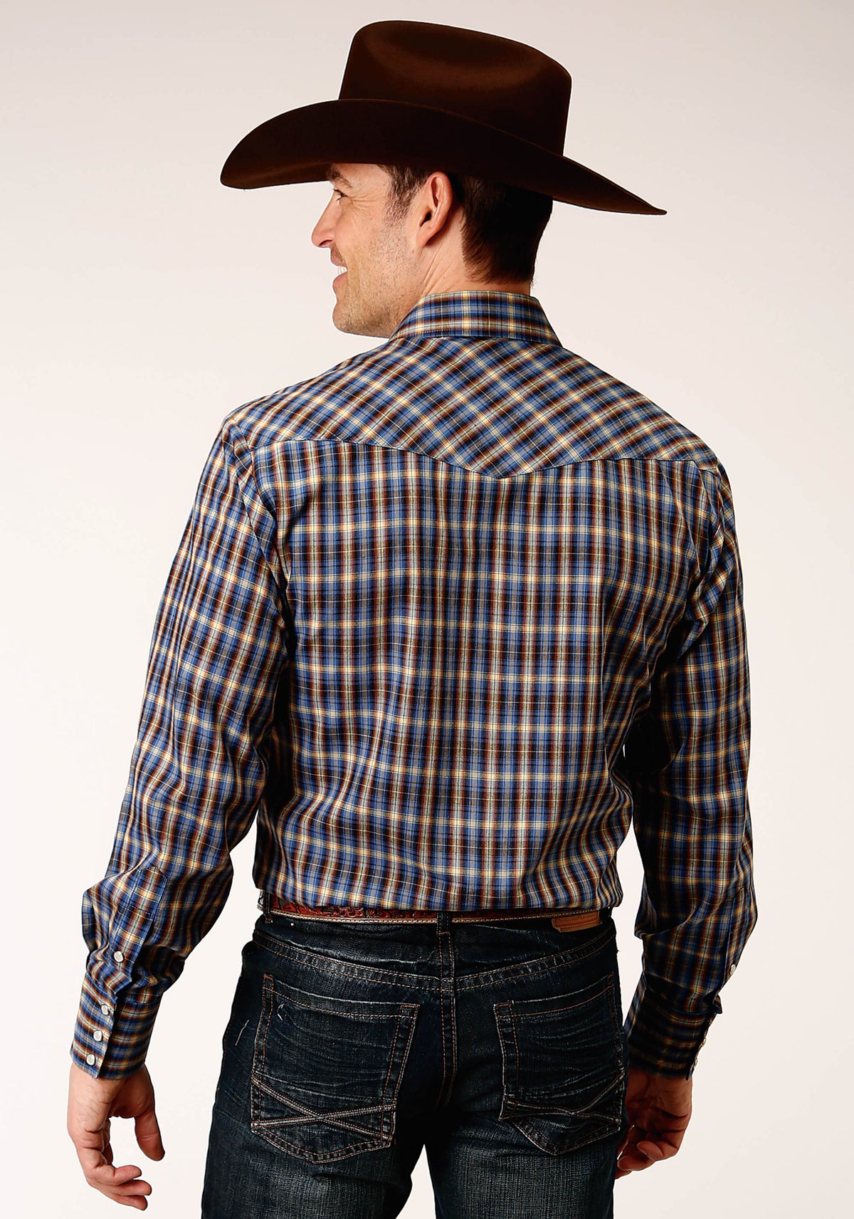 Roper Long Sleeve Snap Blue/Yellow Plaid