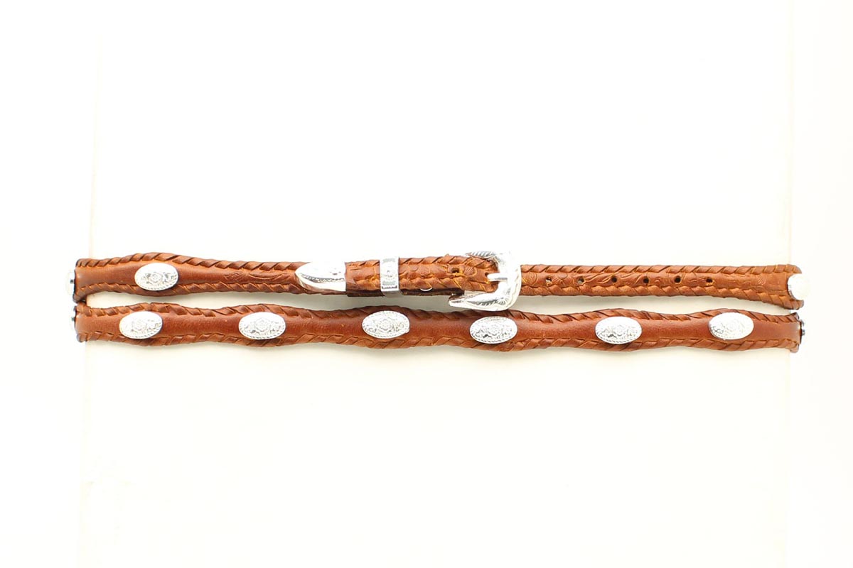 M&F Scalloped with Conchos Hatband Cognac