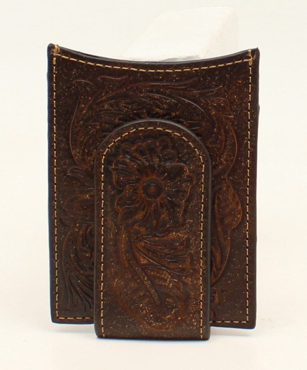 Ariat Chocolate Flower Embossed Money Clip