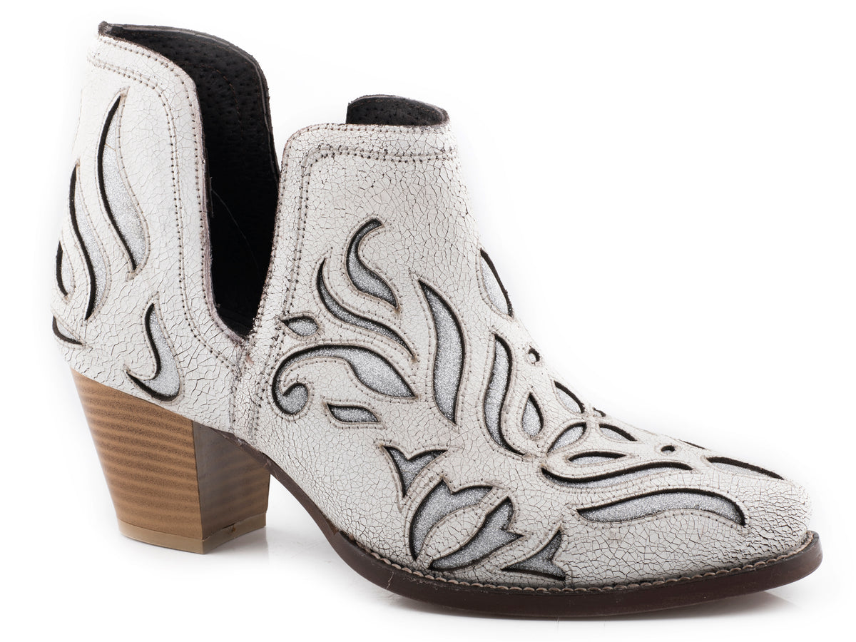 Roper White/Silver Rowdy Glitz Snip Toe