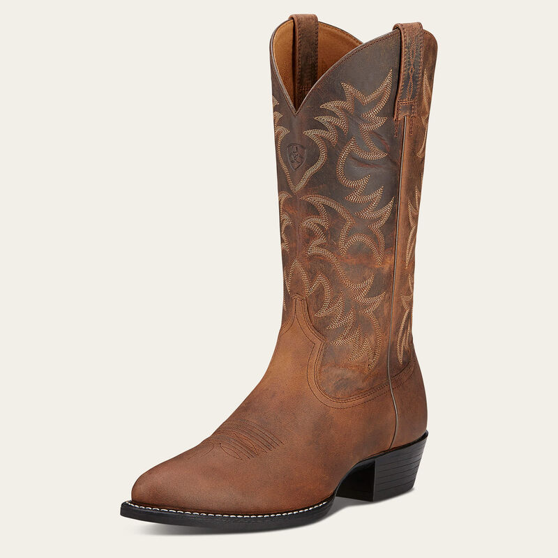 Ariat Mens Heritage Western R Toe Distressed Brown
