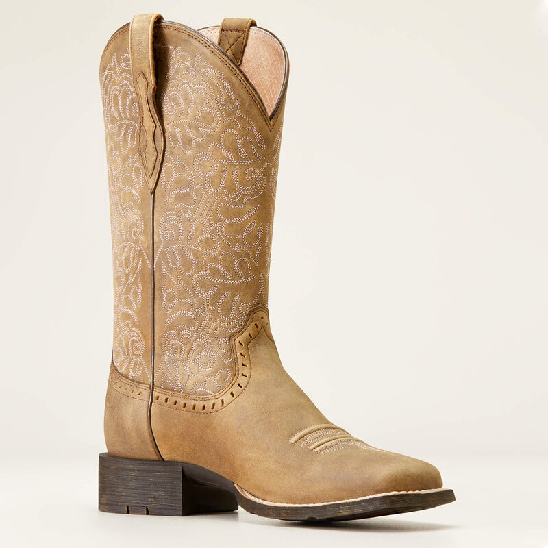 Ariat Round Up Remuda Wide Square Toe Western Boot Brown Bomber