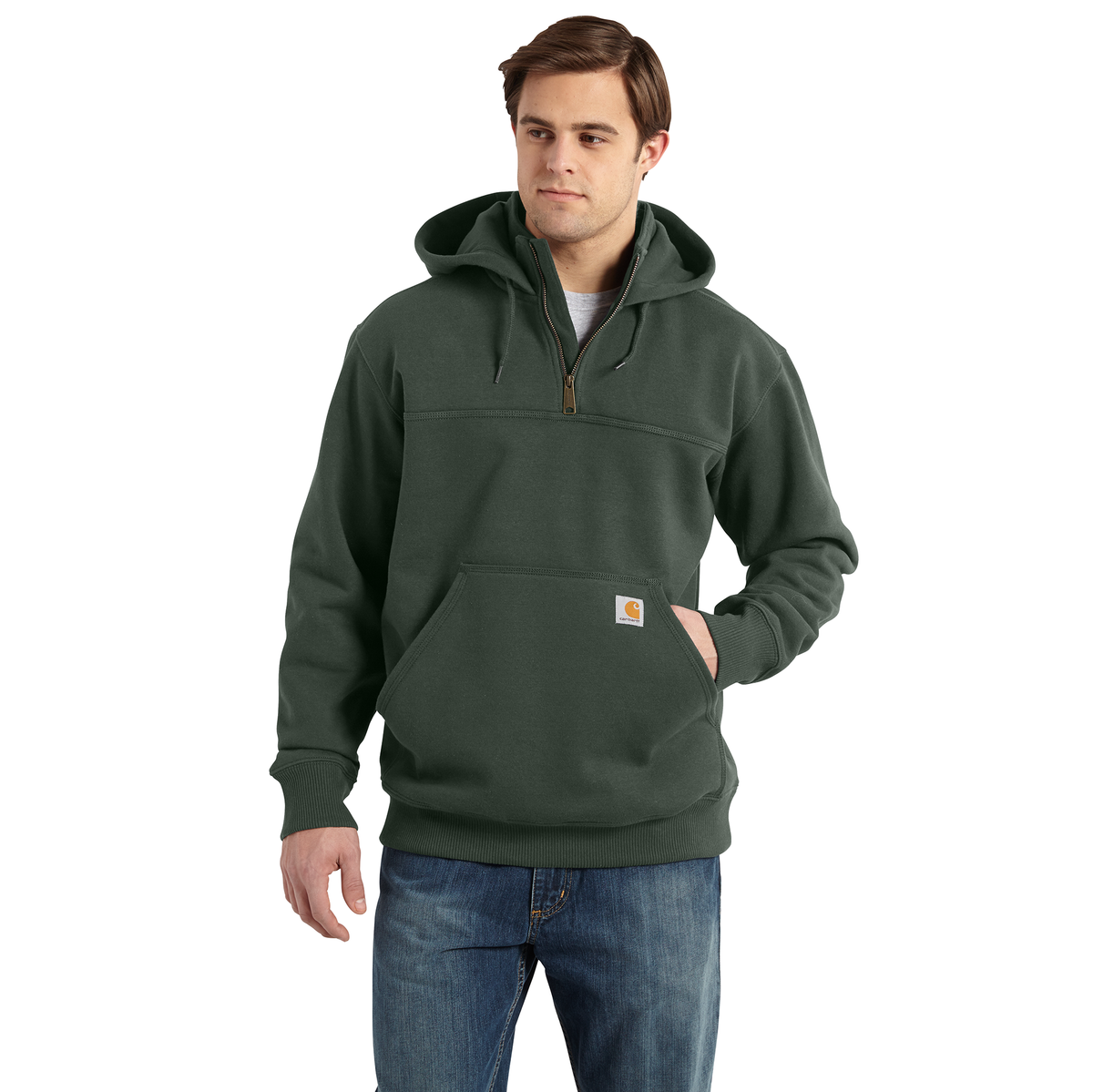 Carhartt Rain Defender Heavy Weight Quarter Zip Hoodie Forestry Green