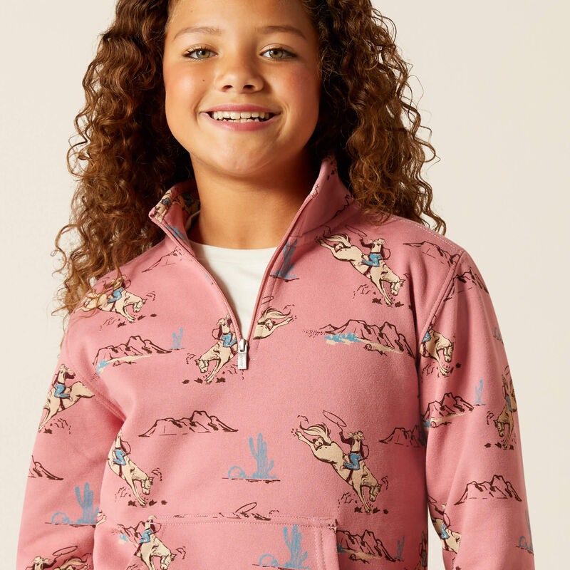 Ariat Girls Bronc Scene 1/4 Zip Sweatshirt