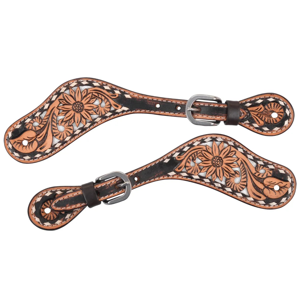 Circle Y Whte Daisy Filigree Spur Strap