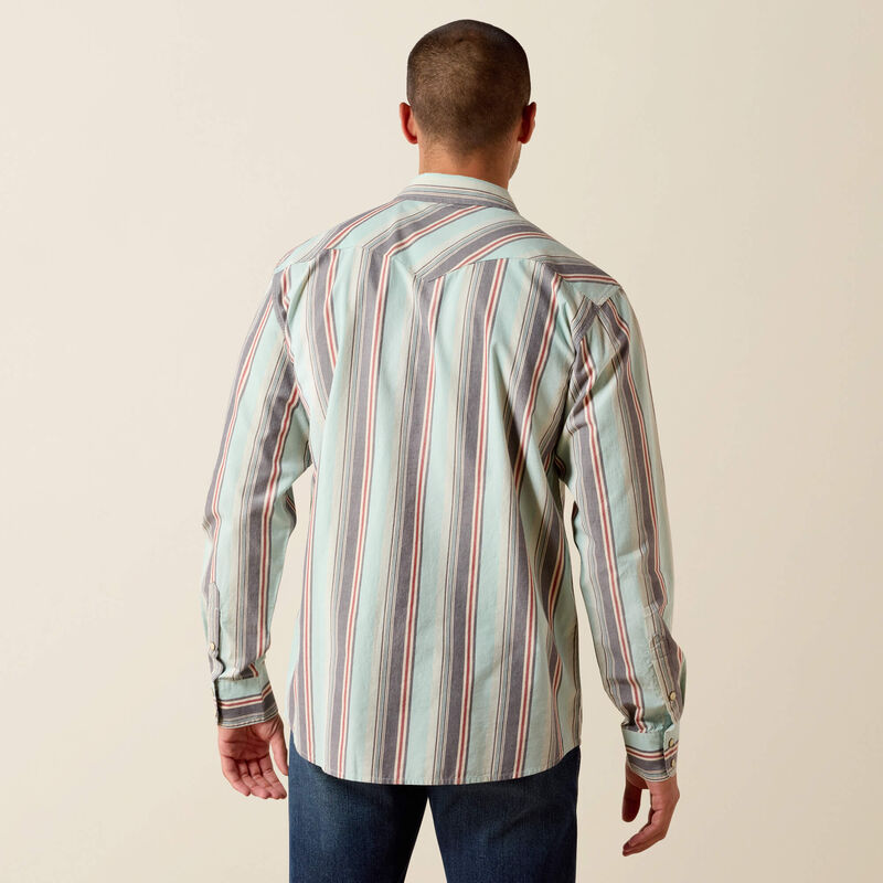 Ariat Mens Retro Hesperus Fitted Snap Shirt Aquifer Plaid
