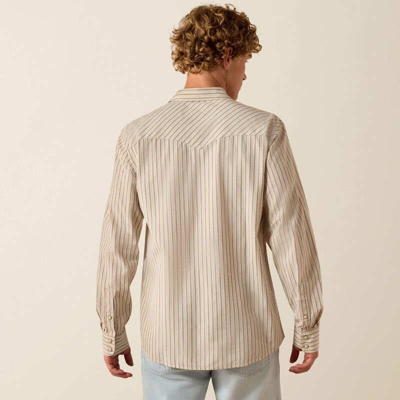 Ariat Mens Retro Hesper Fitted Snap Shirt Sandshell Stripe