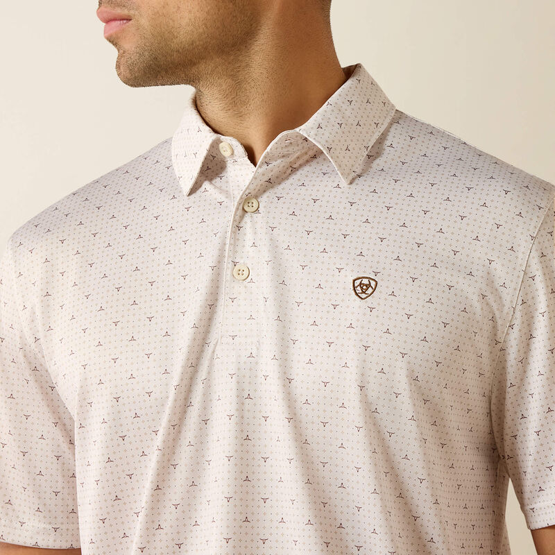 Ariat Mens All Over Print Polo Moonbeam Steer Print