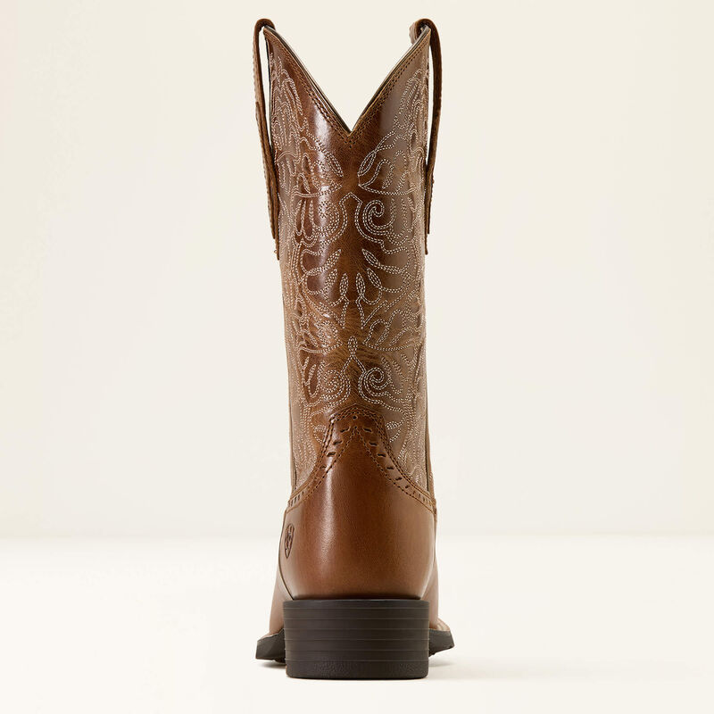 Ariat Ladies Round Up Remuda Wide Square Toe Western Boot Aged Tan