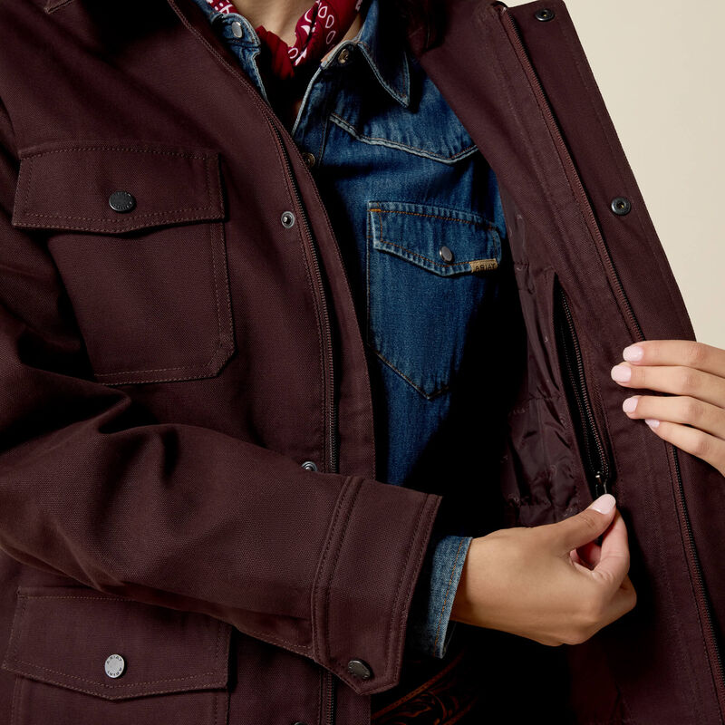 Ariat Ladies Western Canvas Chore Jacket Chocolate Plum