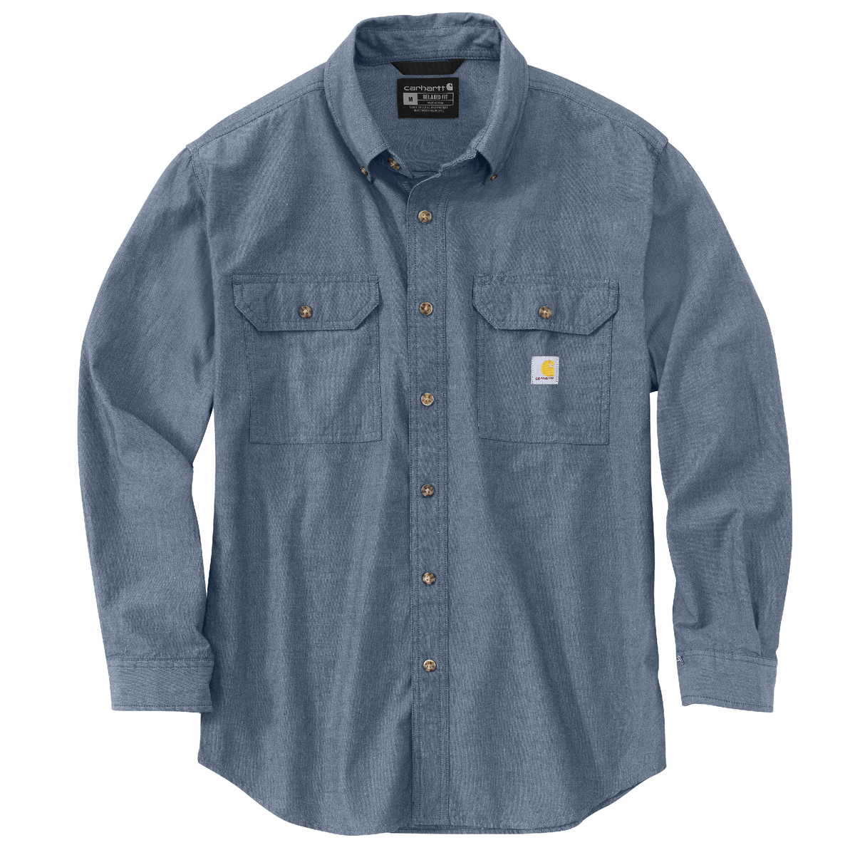 Carhartt Loose Fit Midweight Chambray Long Sleeve Shirt Denim Blue Chambray