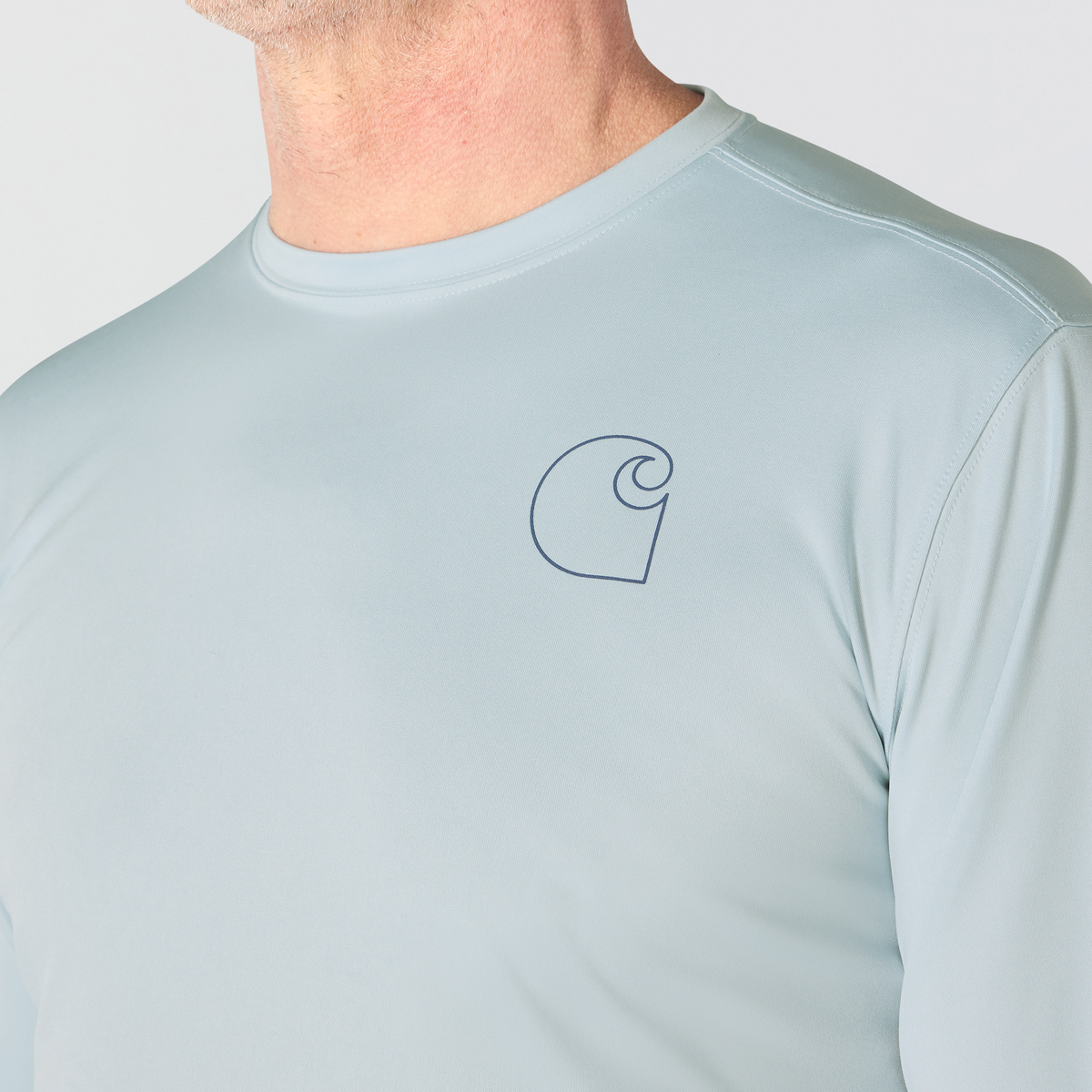 Carhartt Force Sun Defender Long Sleeve Logo Smoke Blue