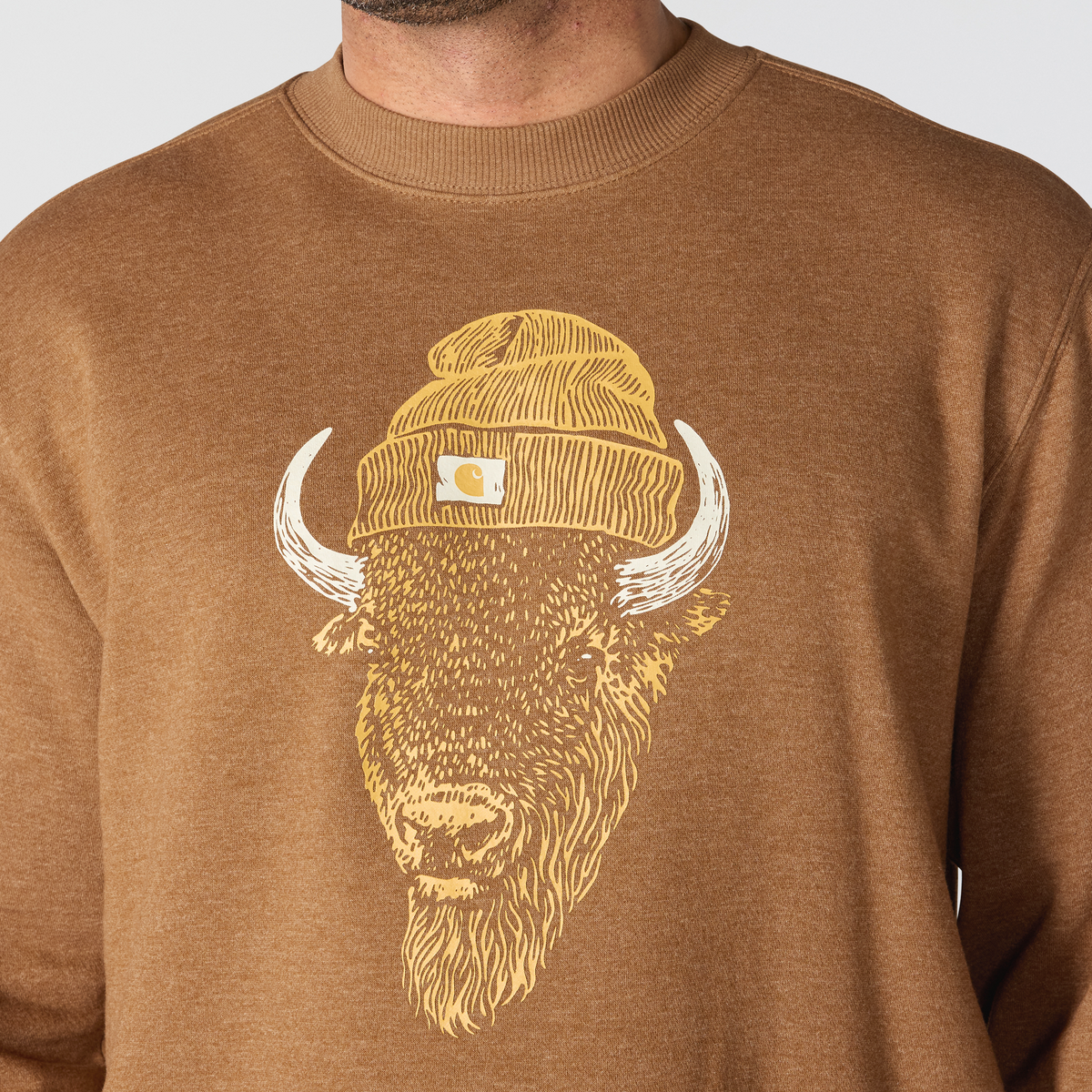 Carhartt Sawyer Bison Crewneck Sweatshirt Red Duck Heather