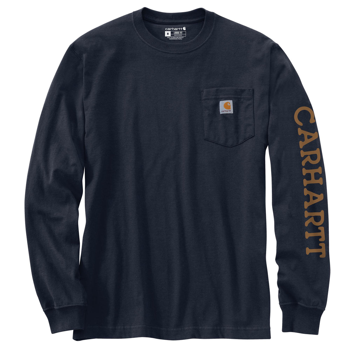 Carhartt Irvine Relaxed Fit Duck Badge Long Sleeve T-Shirt Navy