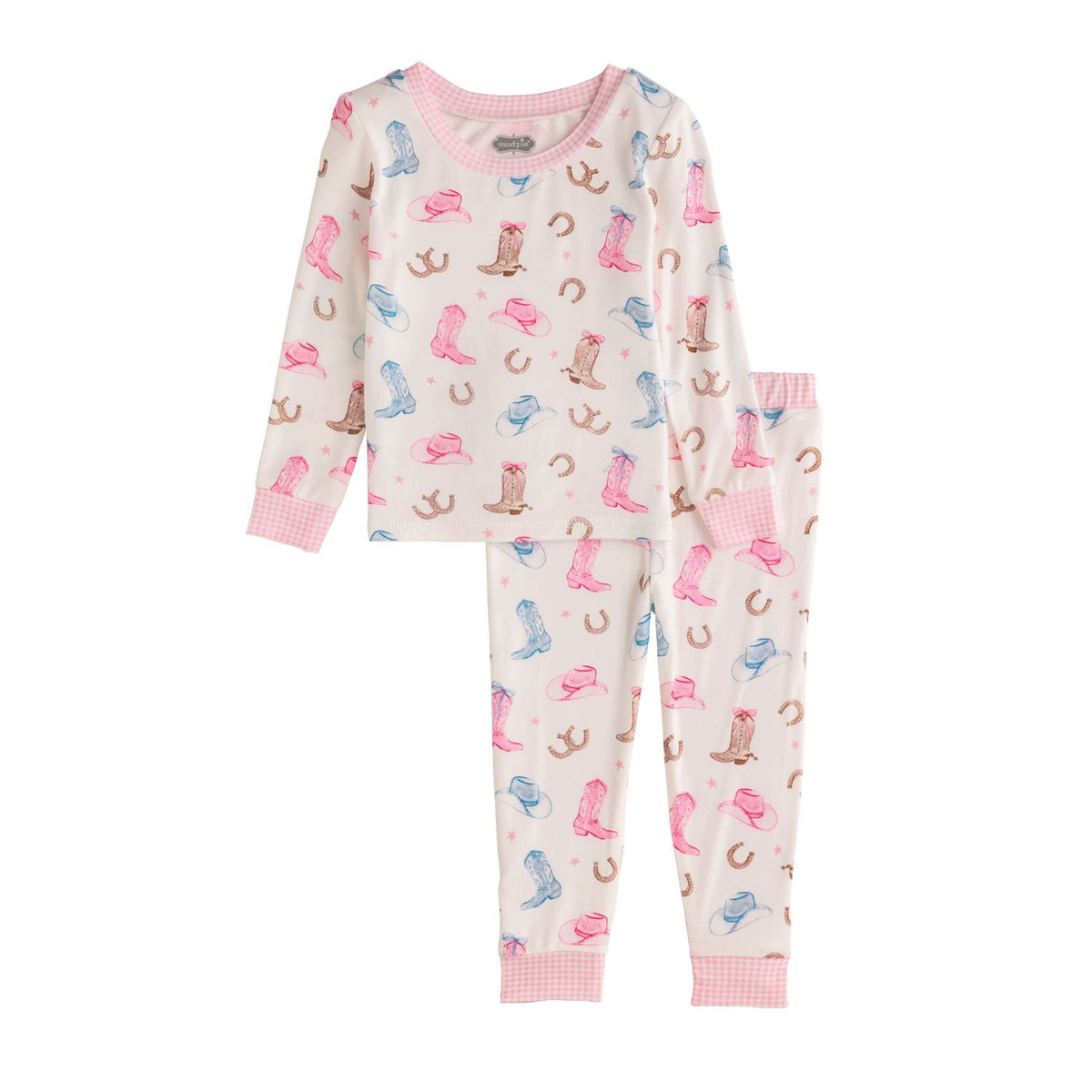 Mudpie Cowgirl Boot PJ Set Pink