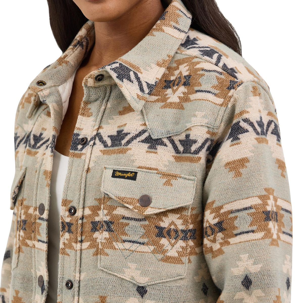 Wrangler Retro Quilt Lined Jacquard Shacket Green