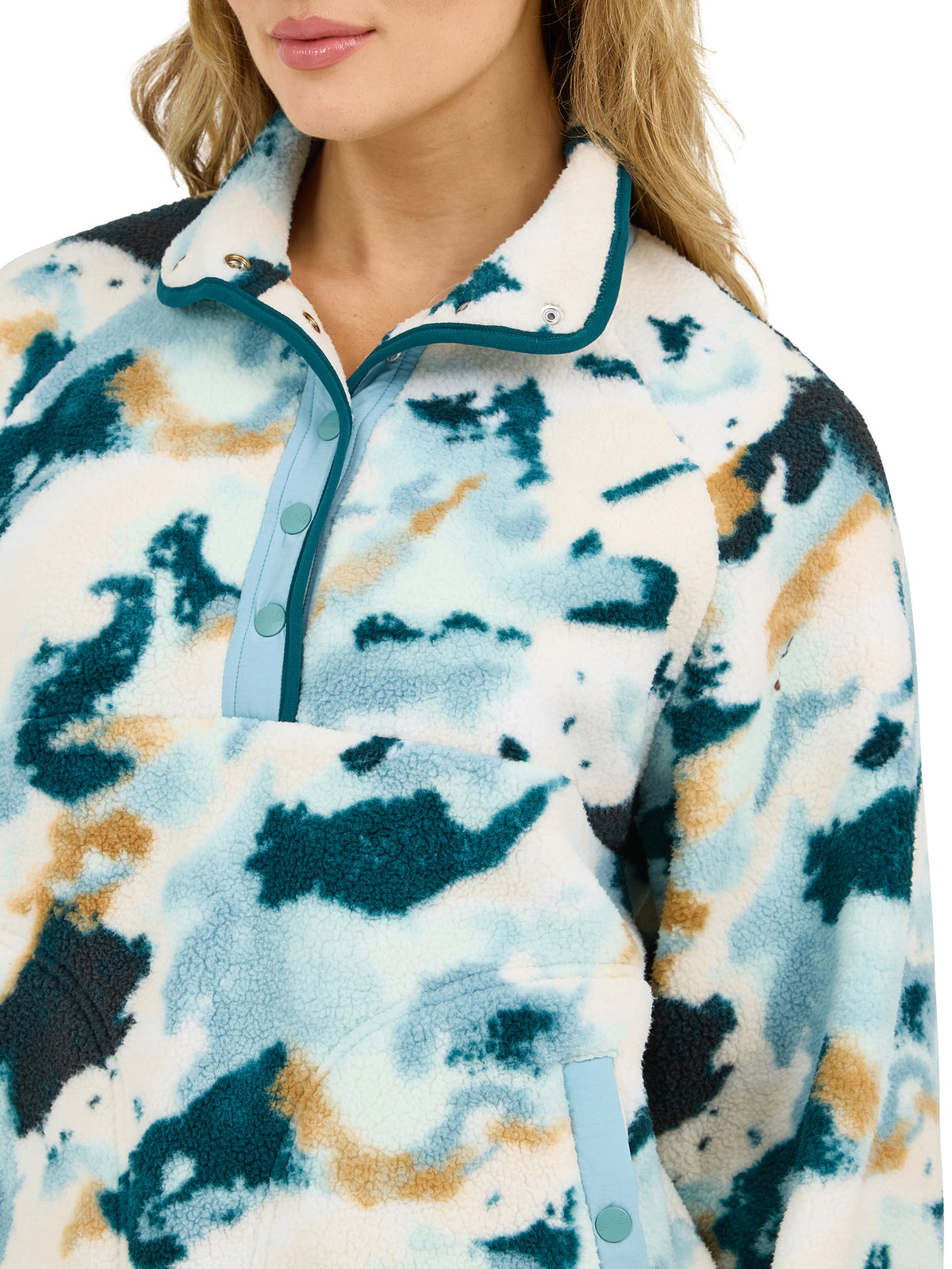 Wrangler Retro Americana Sherpa Snap Pullover Blue Multi