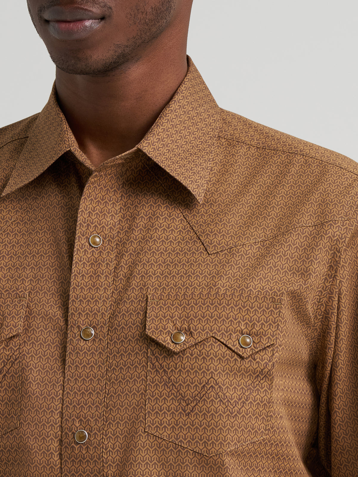 Wrangler Retro Long Sleeve Shirt Modern Fit Brown