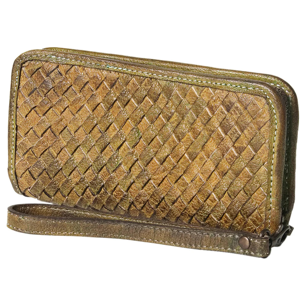 Nevermind Leather Basketweave Wallet Tan