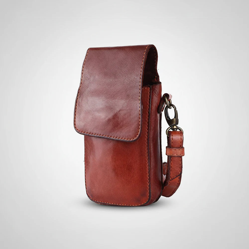 Spaghetti Western Leather Phone Sling Bag Cognac