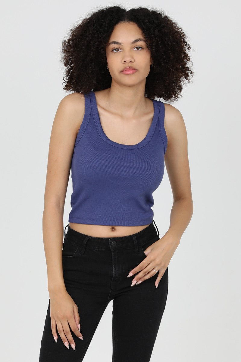 Angie Rib Knit Crop Tank Future Dusk