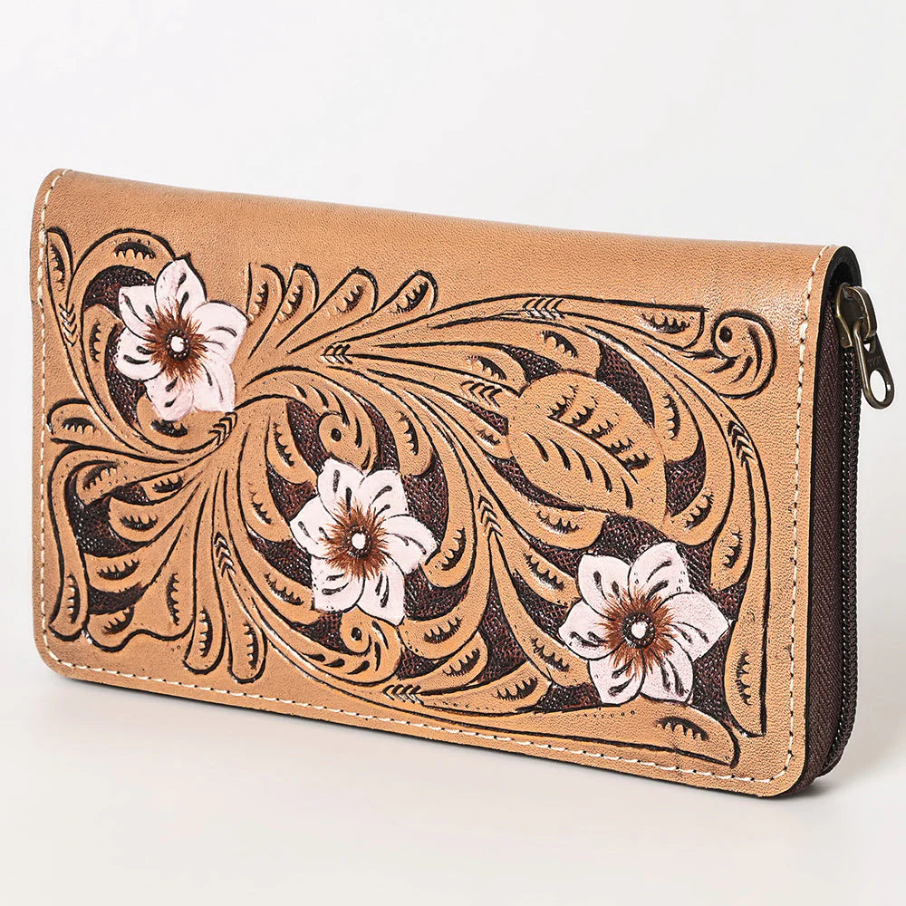 Olay Hand Tooled Floral Wallet