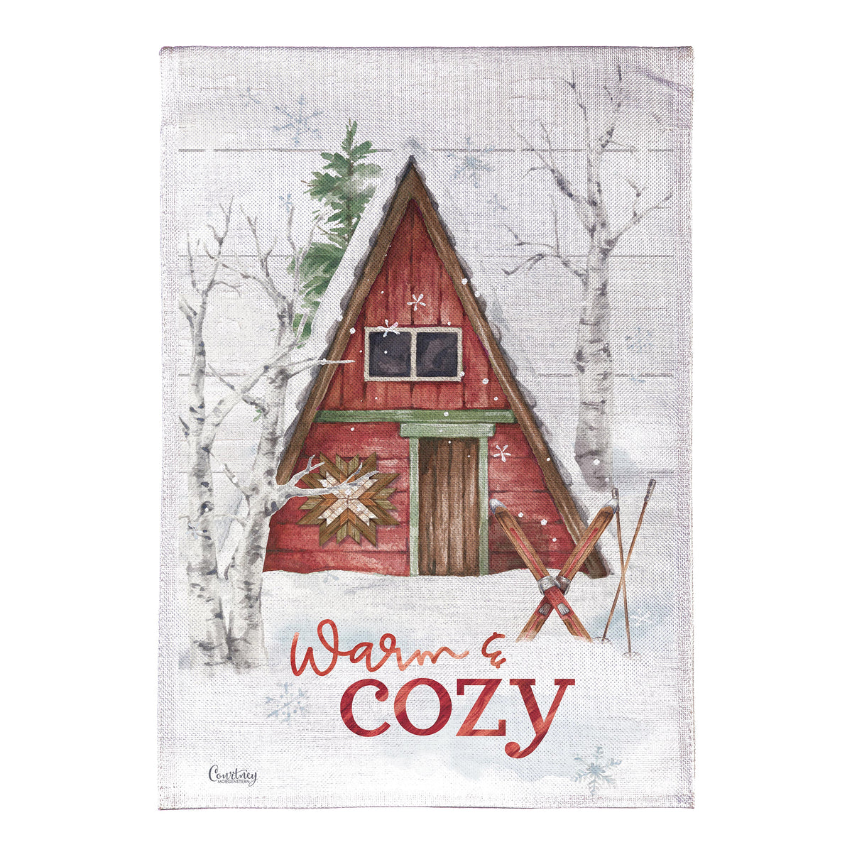 Evergreen Warm & Cozy Burlap Garden Flag