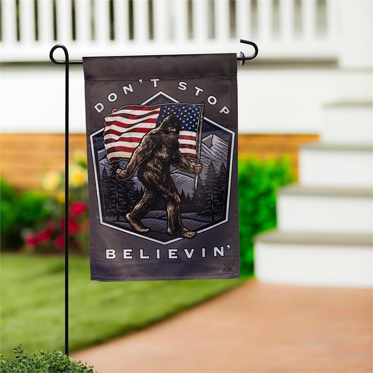 Evergreen Don't Stop Believin Suede Garden Flag