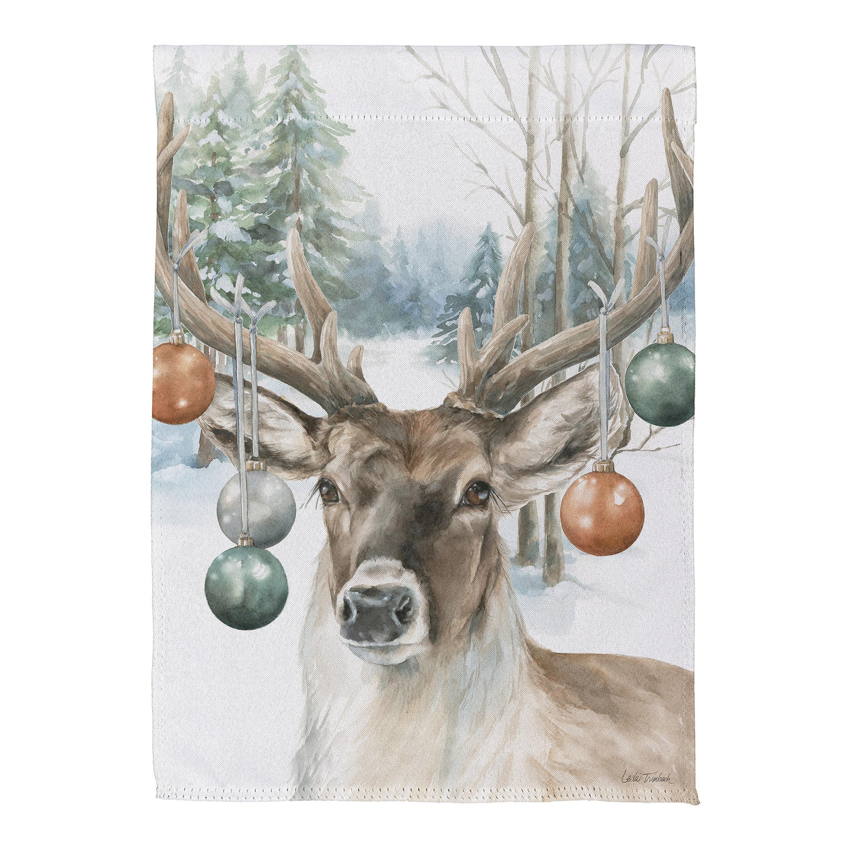 Evergreen Ornament Deer Suede Garden Flag