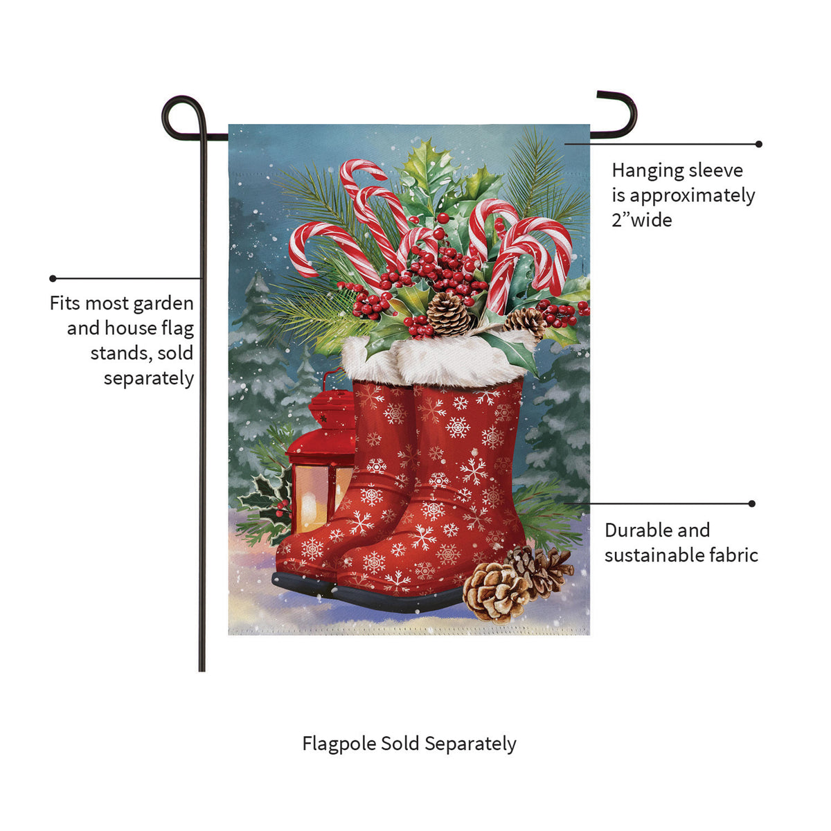Evergreen Winter Boots Suede Garden Flag