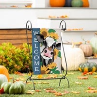 Evergreen Mooove Over For Fall Suede Garden Flag