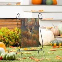 Evergreen Grazing Autumn Buck Suede Garden Flag