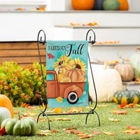 Evergreen Pickup For Fall Suede Garden Flag