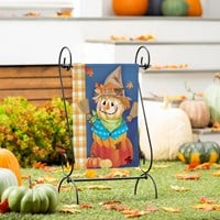 Evergreen Scarecrow Pumpkin Stack Suede Garden Flag