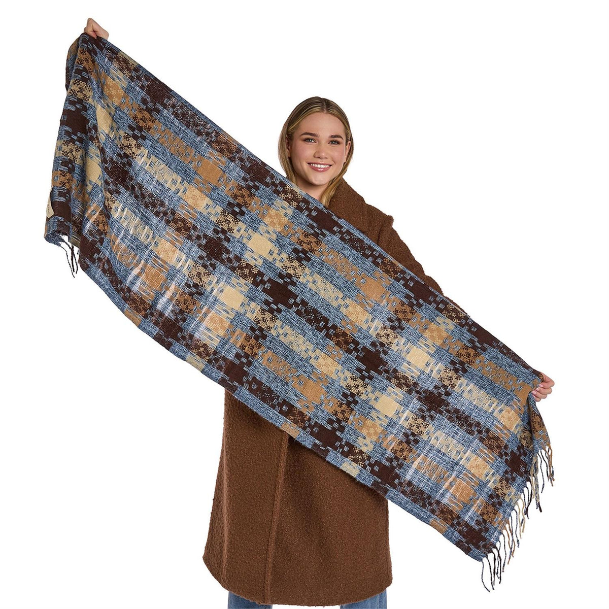Two's Company Blue Plaid Scarf