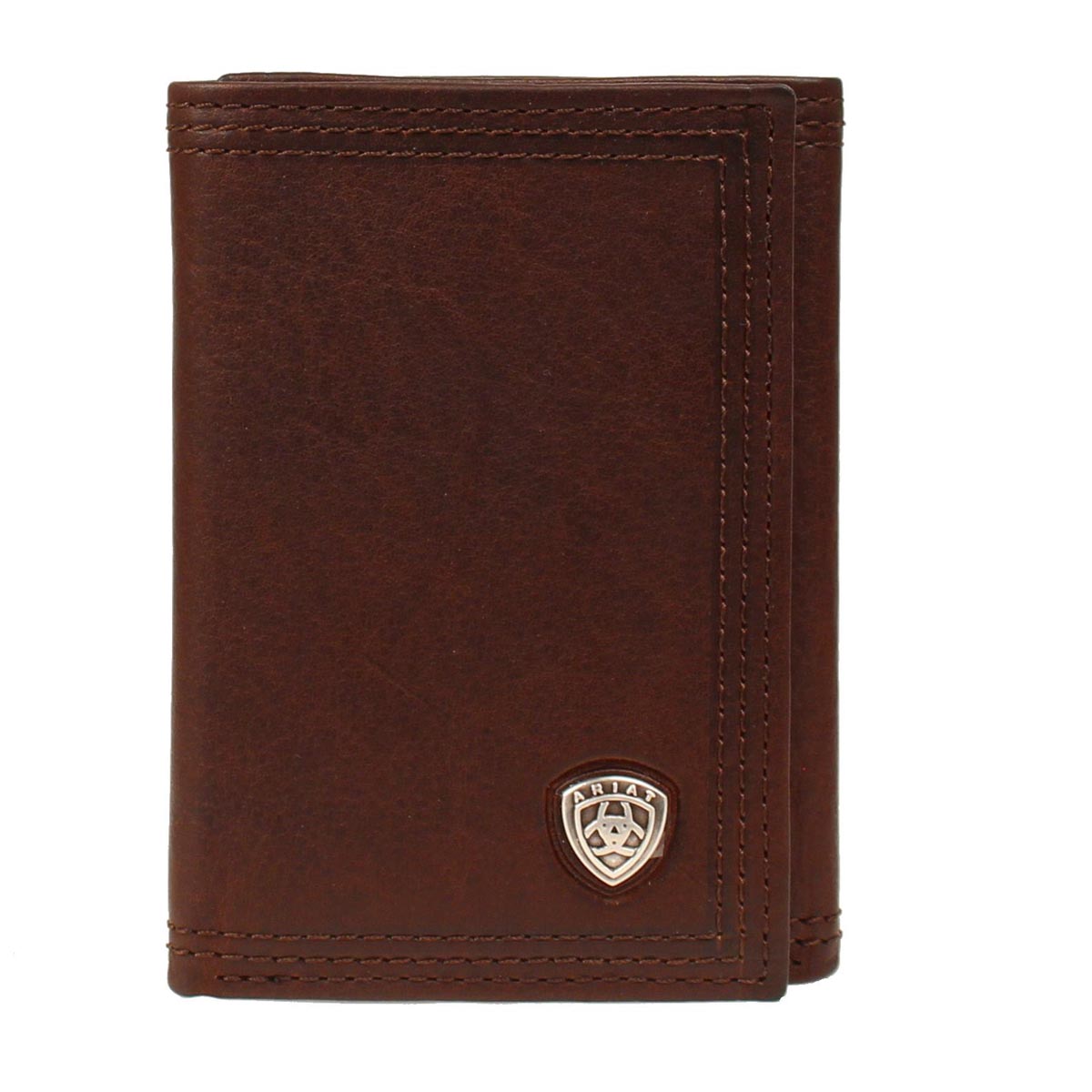 Ariat Copper Oiled Triple Stitch Trifold Wallet