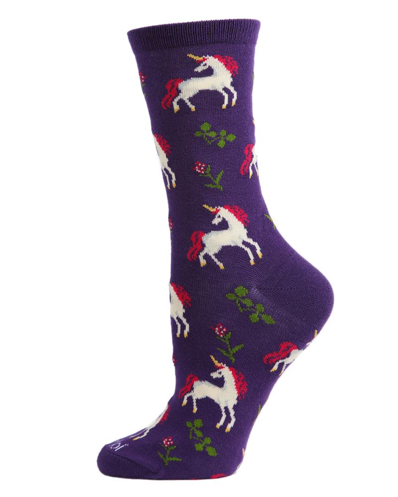 MeMoi Unicorns Bamboo Grape Crew
