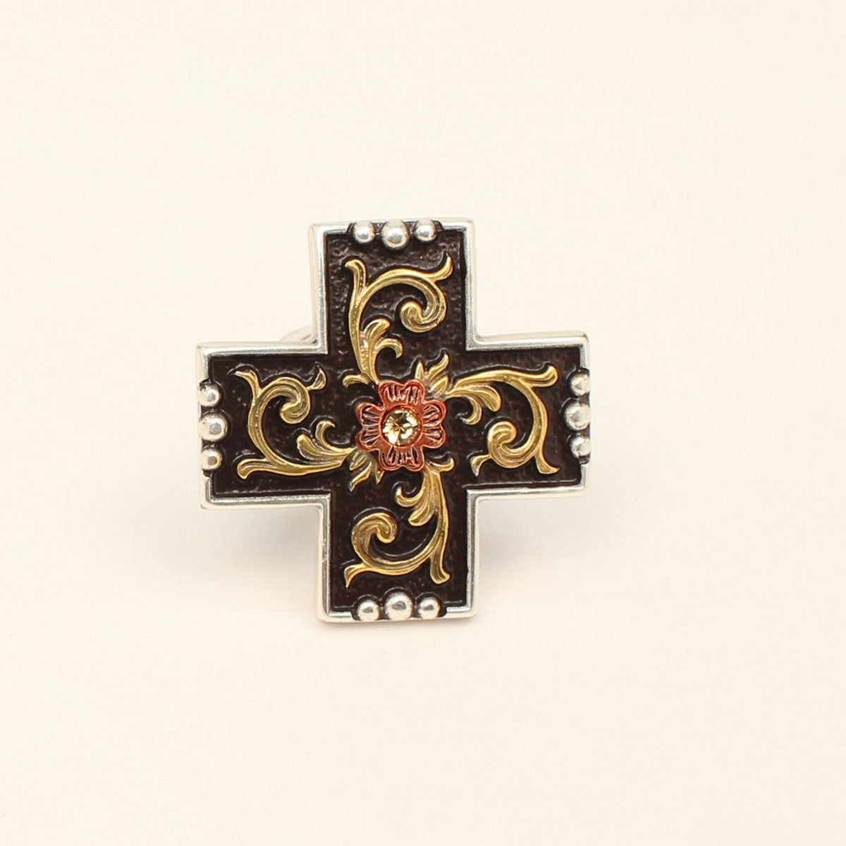 M&F Black/Gold Cross Scarf Slide