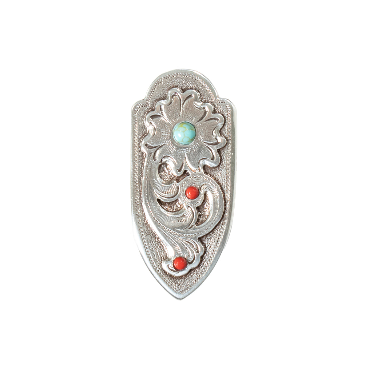 Double S Red & Turquoise Stone Scarf Slide