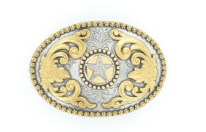 Nocona Gold Floral/star Buckle