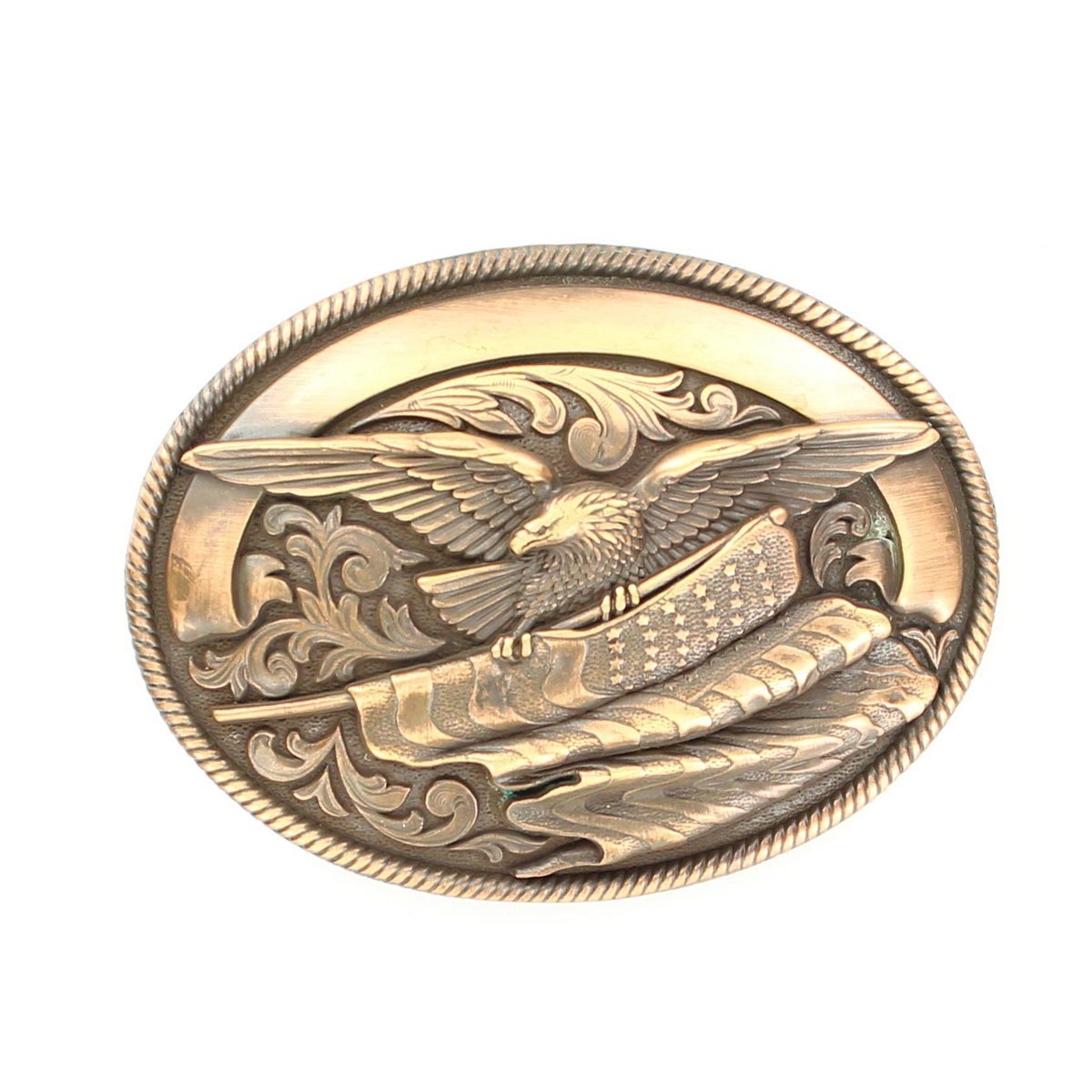 Nocona Distressed Copper Eagle/Flag Belt Buckle