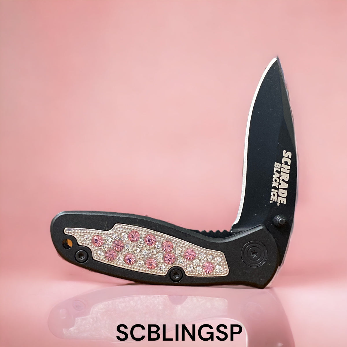 Western Edge Pink Bling Knife Black