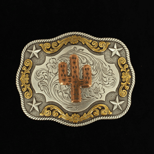 Nocona Rectangle Edge Copper Cactus Buckle