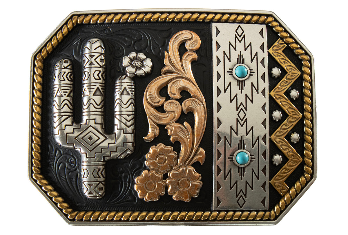 Nocona Cactus and Aztec Buckle Black