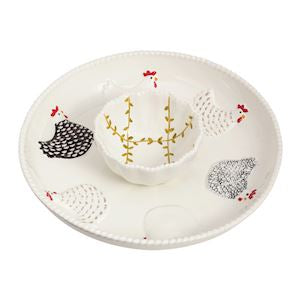 Mudpie Rooster Chip & Dip Set