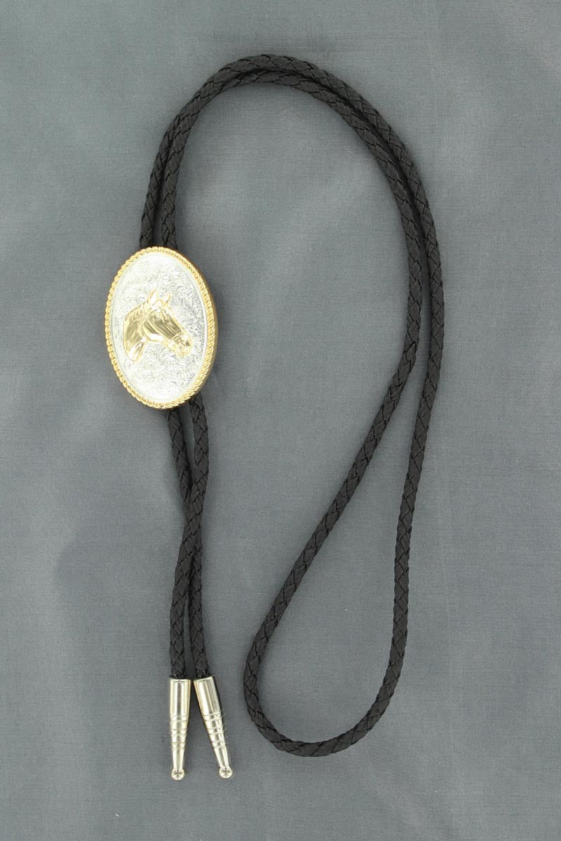 Gold Horse Head Bolo Tie