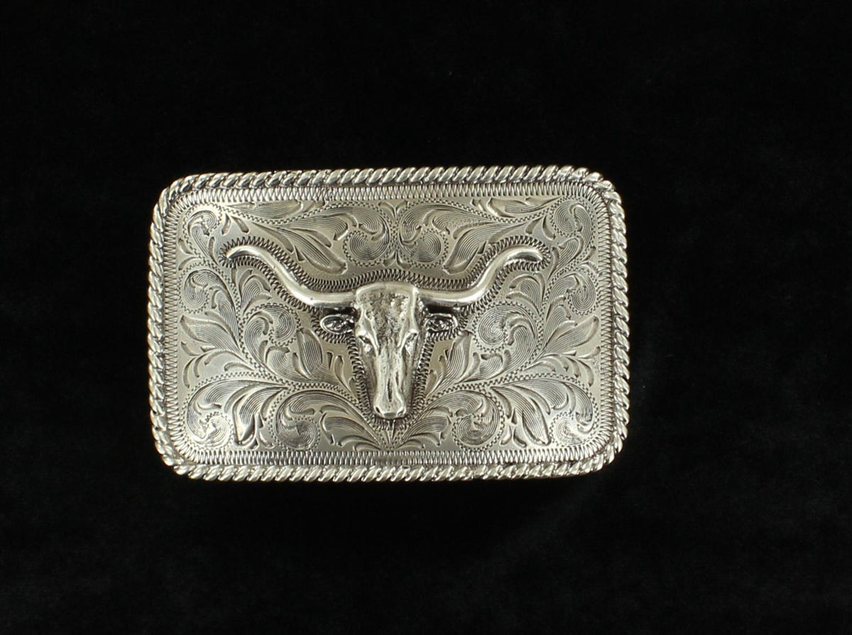 Nocona Rectangle Rope Edge Steer Belt Buckle