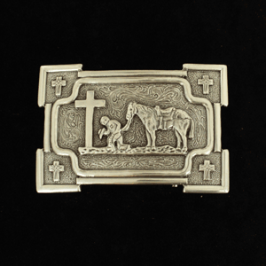 Nocona Cross Corner/Praying Cowboy Buckle