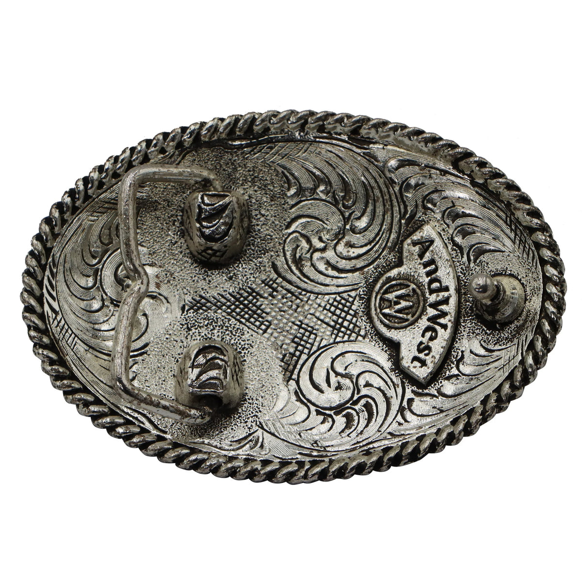 Antique Silver 'D' Initial Oval Buckle with Rope Border