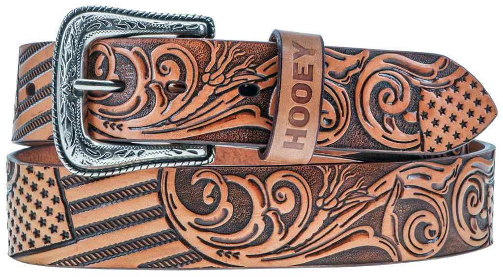 Hooey Liberty Roper Tan Leather Belt